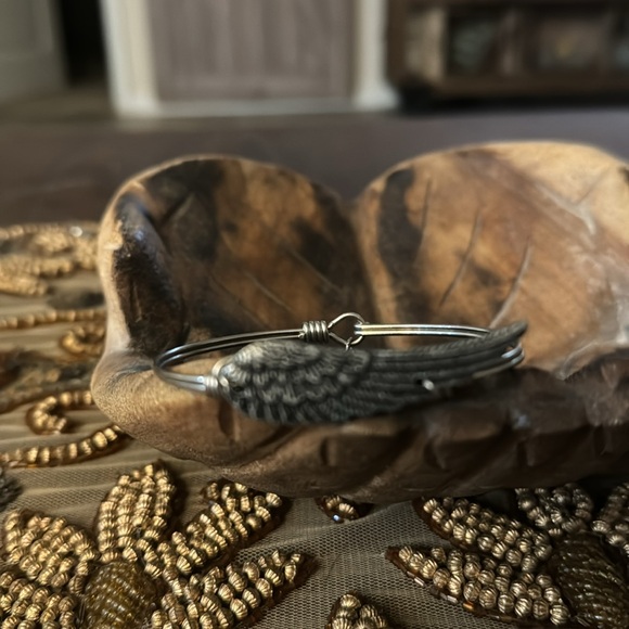Luca + Danni Bracelet Angel Wing Cuff bangle Feather Faith Journey Statement - Picture 2 of 3